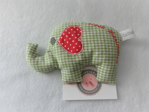 ♥ Baby Elefant  Wunschname Körnerkissen Wärmekissen Dinkel von Lüttentüddel